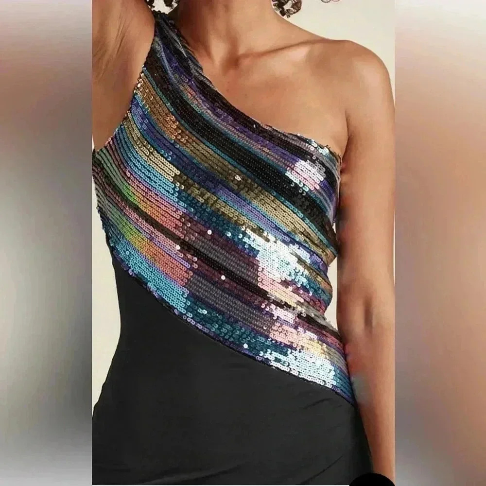 - Sequin One-Shoulder Dress - Picture 2 of 15